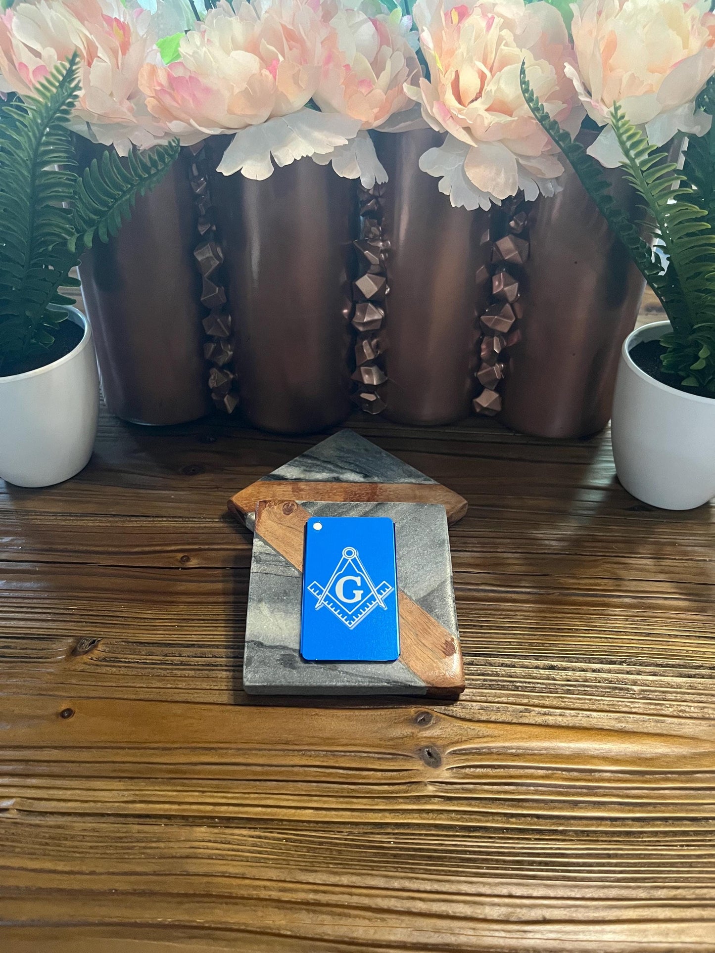 Masonic Metal Laser Luggage Tag: Traveling Suitcase Tag