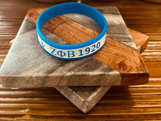 Zeta Phi Beta Sorority ZΦB 1920 Silicone Rubber Wristband