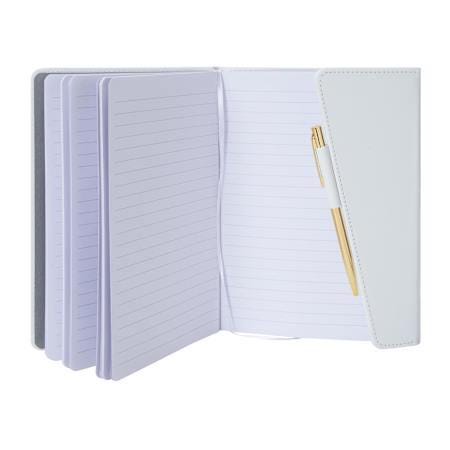 Zeta Phi Beta Inspired White/Gold Sleek Flap Journal with Pen