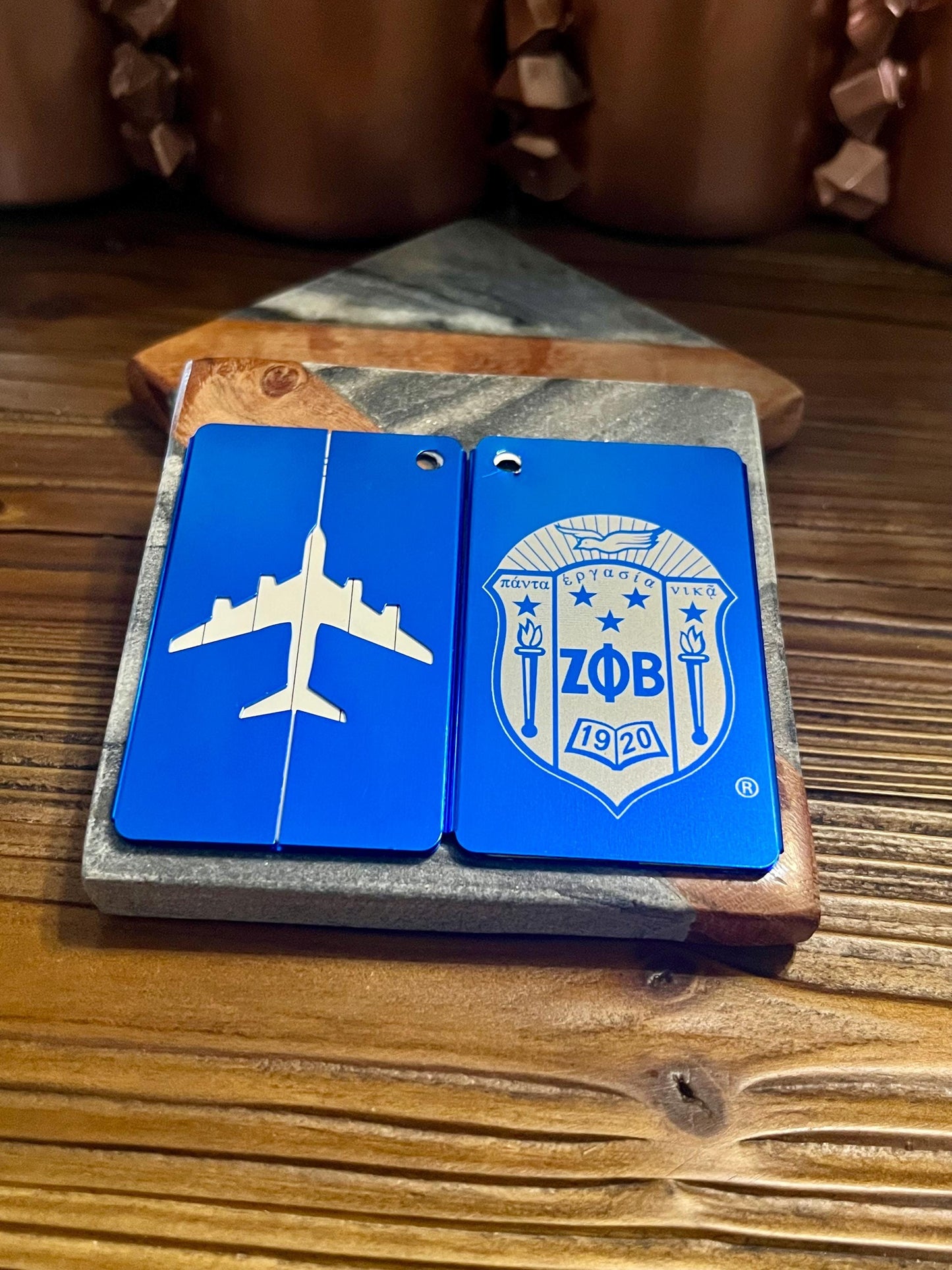 Zeta Phi Beta Laser Cut Metal Luggage Tag: Travel Accessory