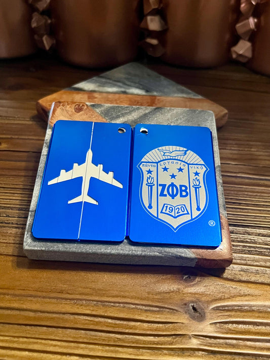 Zeta Phi Beta Laser Cut Metal Luggage Tag: Travel Accessory