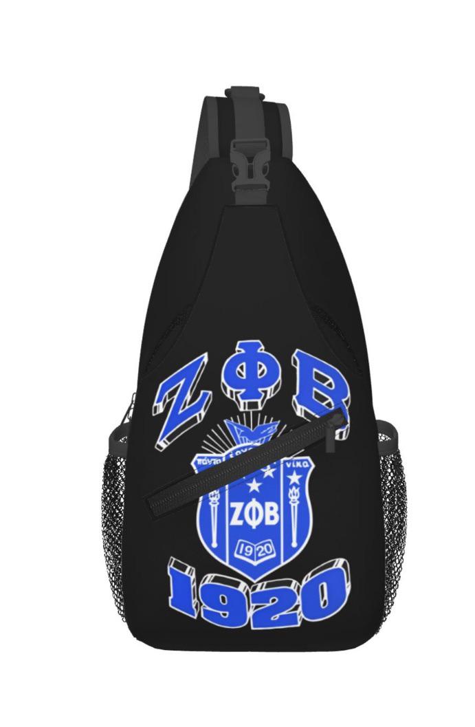 Zeta Phi Beta Shield Crossbody Bag Black