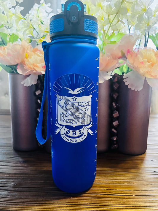Phi Beta Sigma Shield Water Bottle: 32 oz. Fraternity Gift