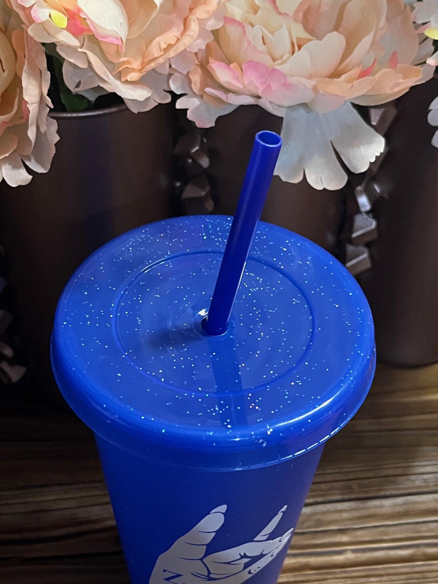 Zeta Phi Beta Hand 24oz  Cup with Lid and Straw Cover