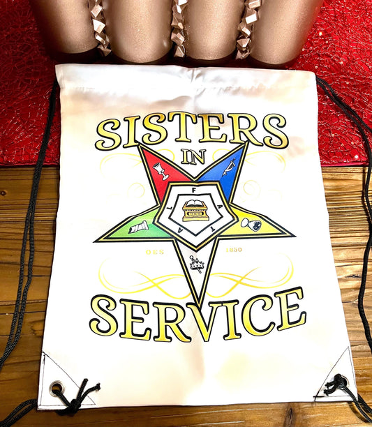 Order of the Eastern Star Drawstring Bag (White)