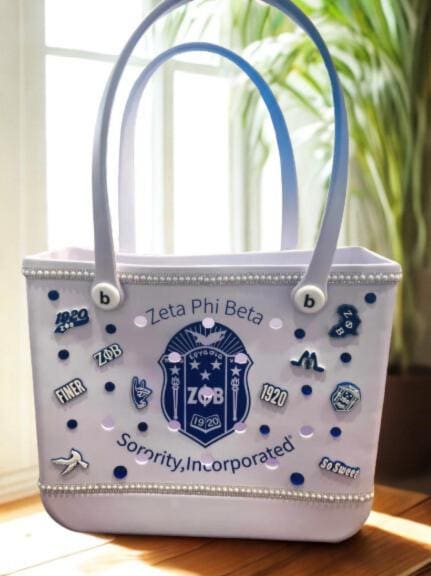 Zeta Phi Beta  White/Blue  Shield Carry Beach Shopping Bag