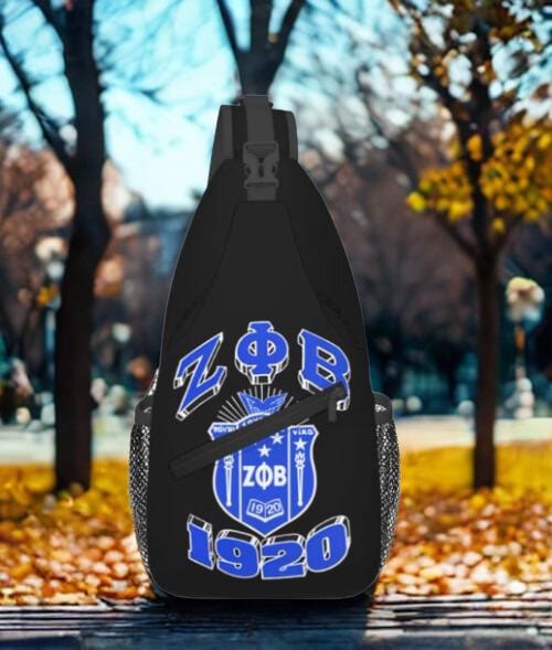 Zeta Phi Beta Shield Crossbody Bag Black