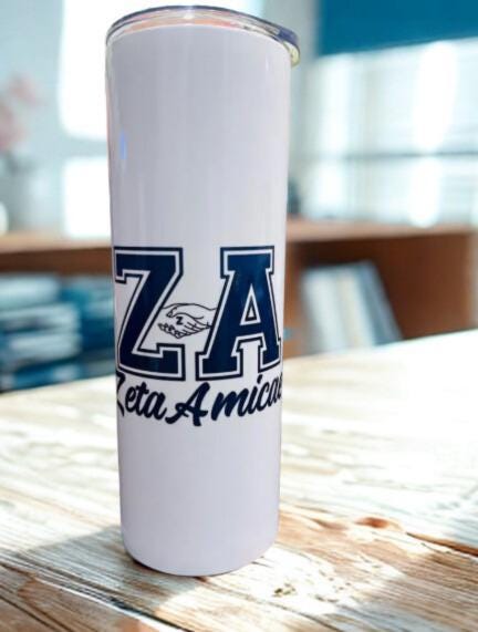Friends of Zeta Amicae  ZA 20z Tumbler with straw and cleaning tool.