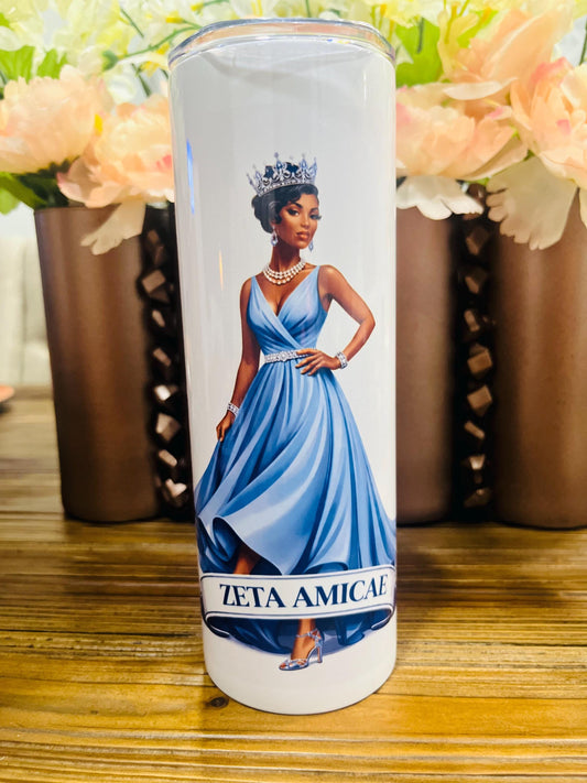 Zeta Amicae  Queen 20z Tumbler with straw and cleaning tool.