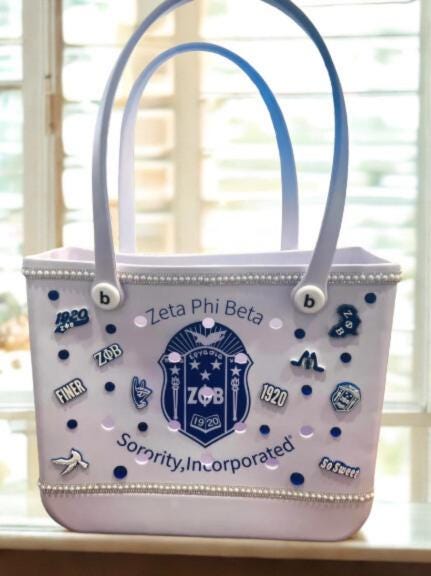 Zeta Phi Beta  White/Blue  Shield Carry Beach Shopping Bag