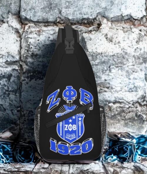 Zeta Phi Beta Shield Crossbody Bag Black