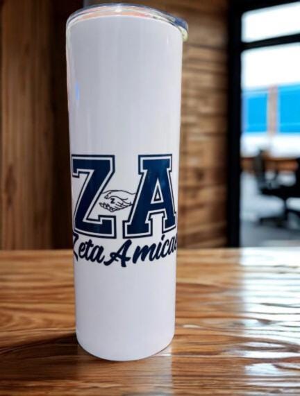 Friends of Zeta Amicae  ZA 20z Tumbler with straw and cleaning tool.