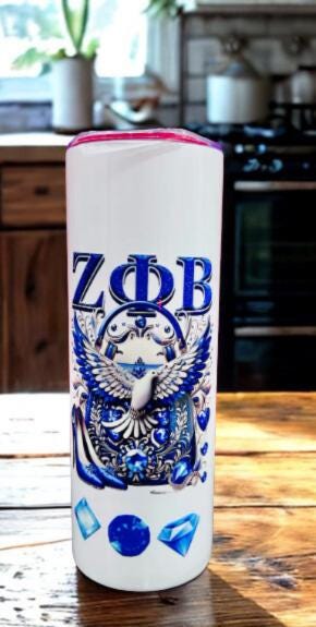 Zeta Phi Beta  Dove 20oz Tumbler includes straw and cleaning tool