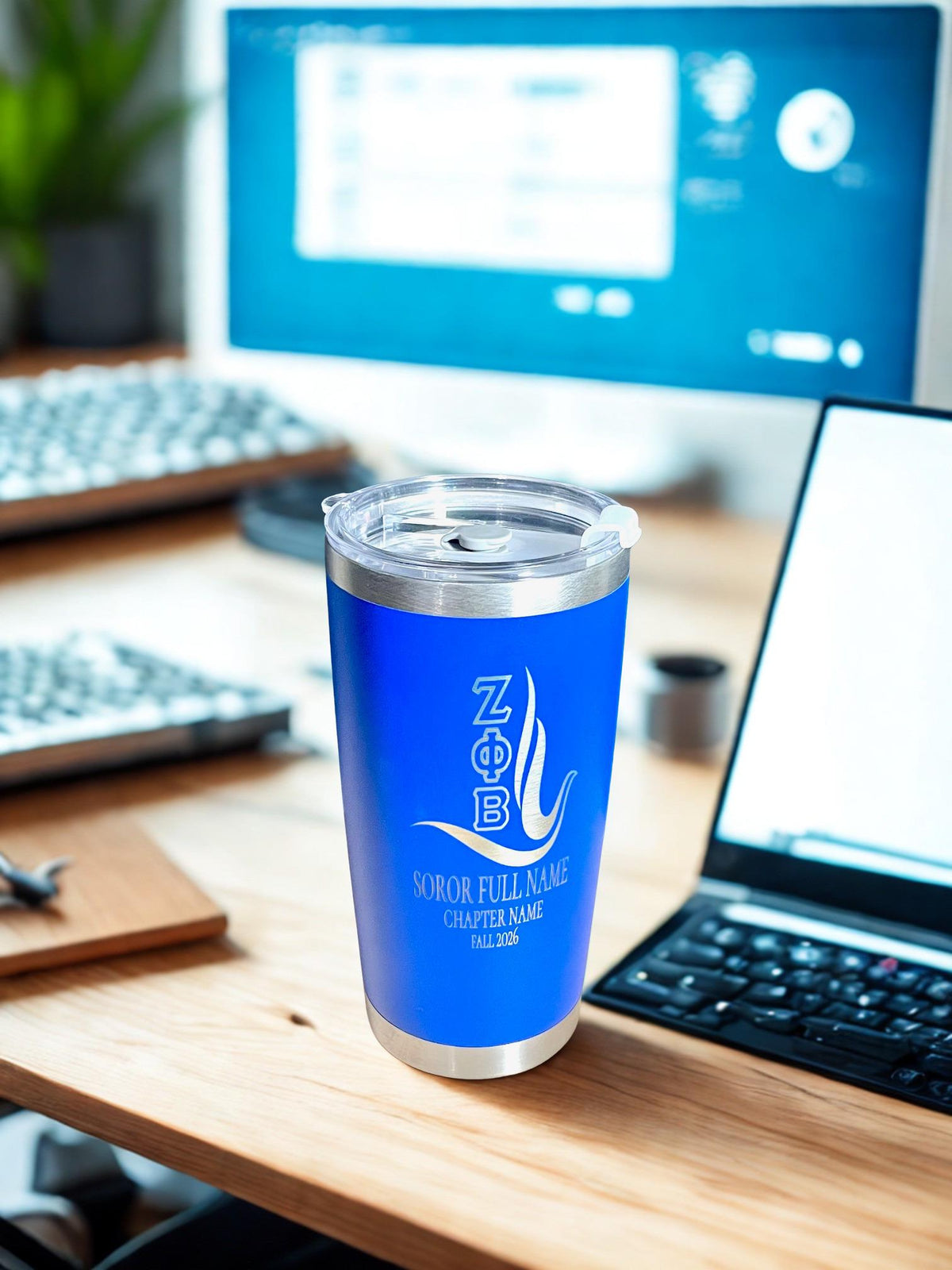 ZOB Custom Laser Engraved Zeta Phi Beta Tumbler 20oz Dove
