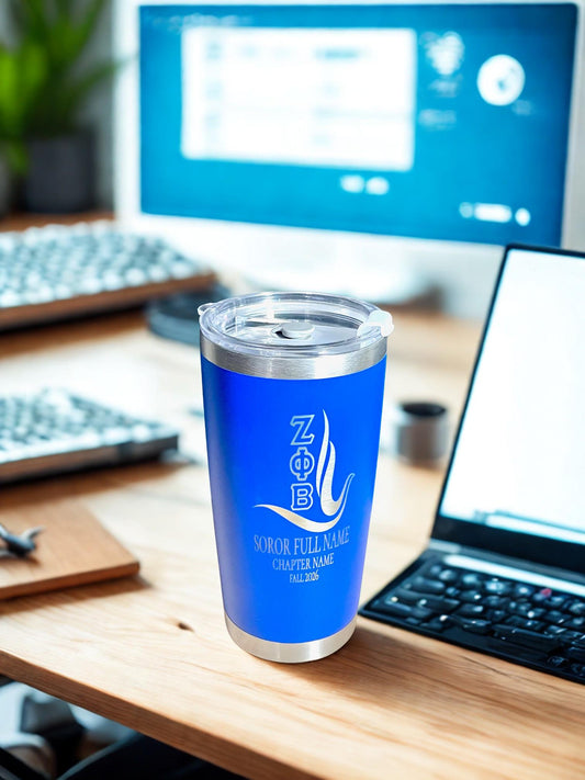 ZOB Custom Laser Engraved Zeta Phi Beta Tumbler 20oz Dove