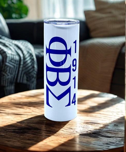 Phi Beta Sigma  1914 20oz. Tumbler Fraternity Gift with straw and cleaning tool.