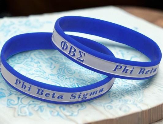 Phi Beta Sigma Fraternity Blue/White  Silicone Rubber Wristband"ΦBΣ"