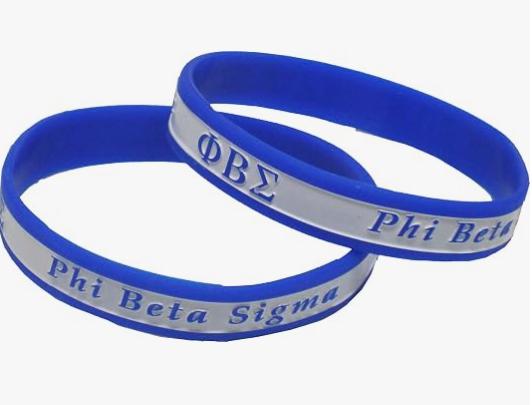 Phi Beta Sigma Fraternity Blue/White  Silicone Rubber Wristband"ΦBΣ"