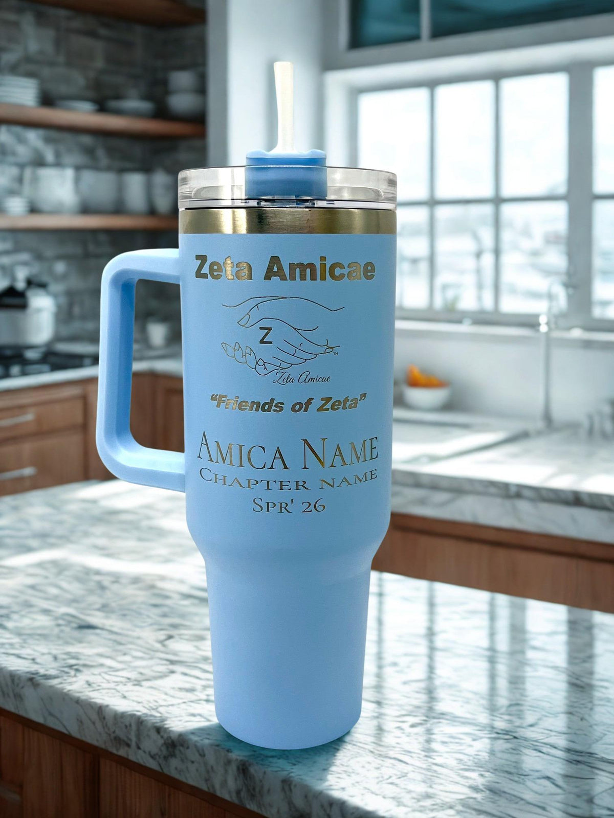 Zeta Amicae Custom Laser Engraved Tumbler 40oz Hands