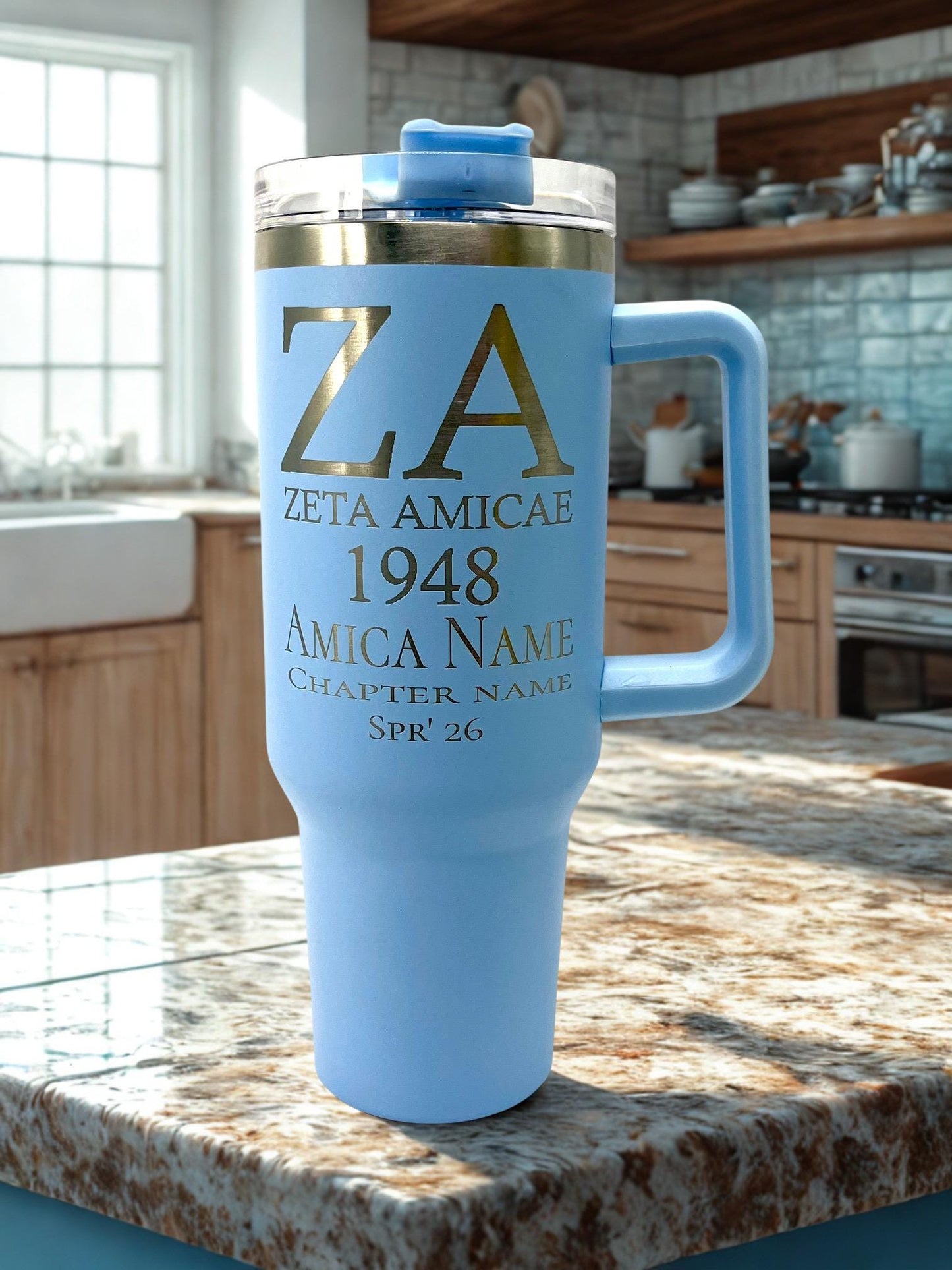 Zeta Amicae Custom Laser Engraved Tumbler 40oz