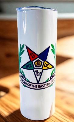 Order of Eastern Star Tumbler: 20oz Stainless Steel OES Gift