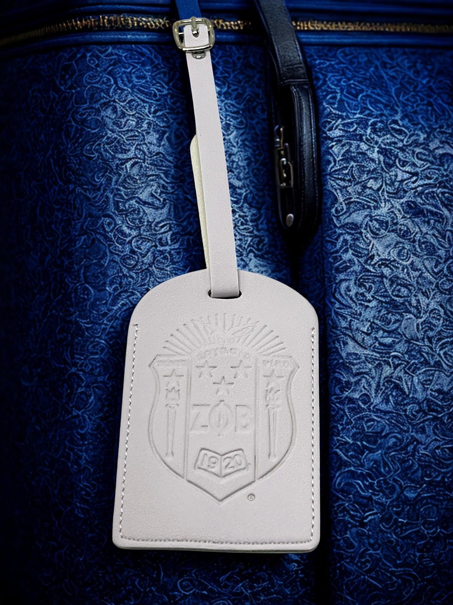 Zeta Phi Beta Luggage Sorority Suitcase Tag White