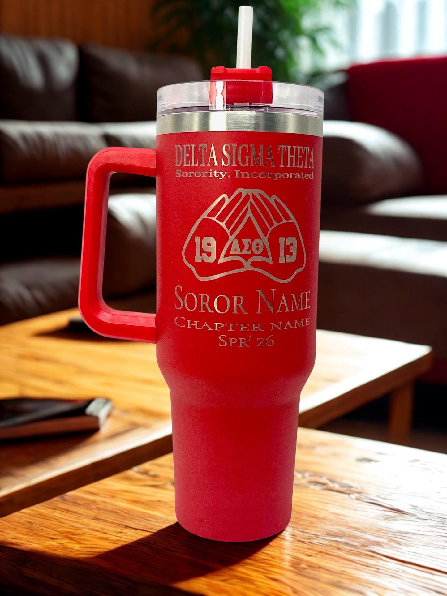Delta Sigma Theta Custom Laser Engraved Tumbler 40oz Hands 1913