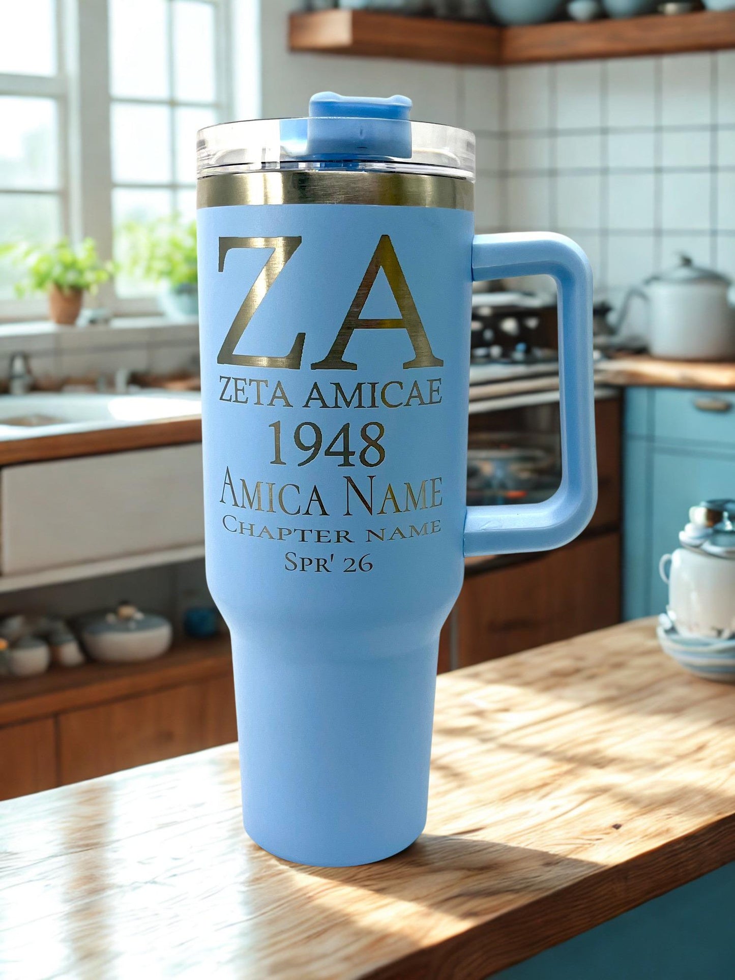 Zeta Amicae Custom Laser Engraved Tumbler 40oz