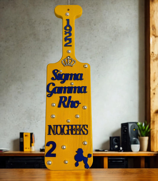 Sigma Gamma Rho  Yellow Gold Customizable Paddle.