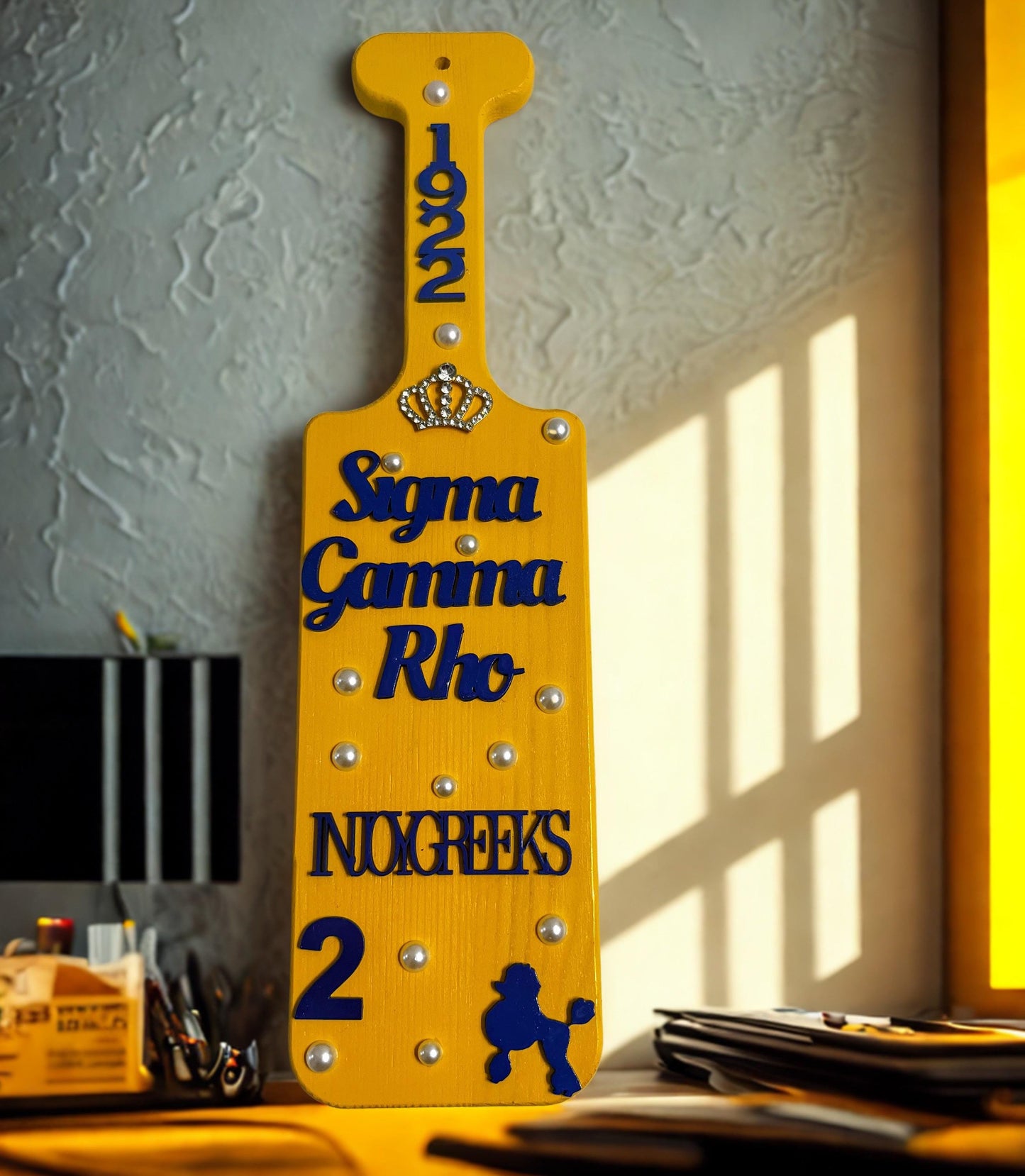 Sigma Gamma Rho  Yellow Gold Customizable Paddle.