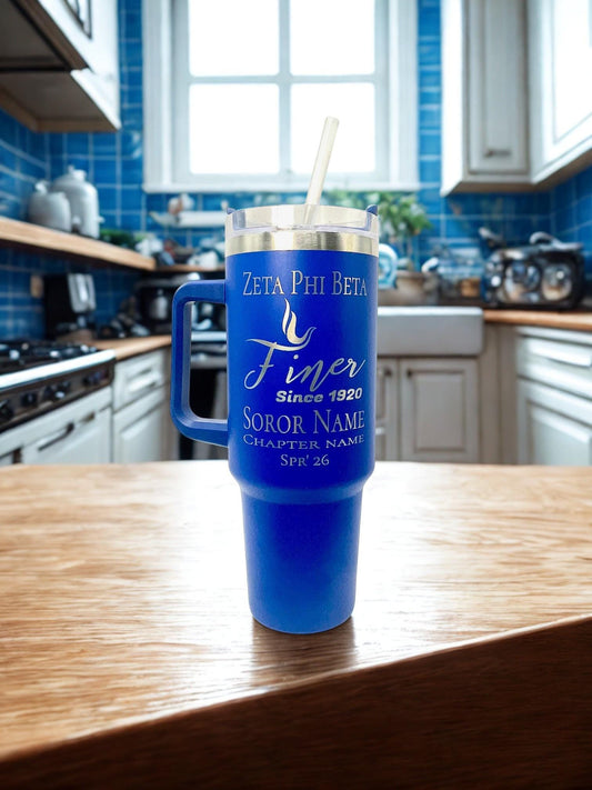 Custom Laser Engraved Zeta Phi Beta Tumbler 40oz with Straw