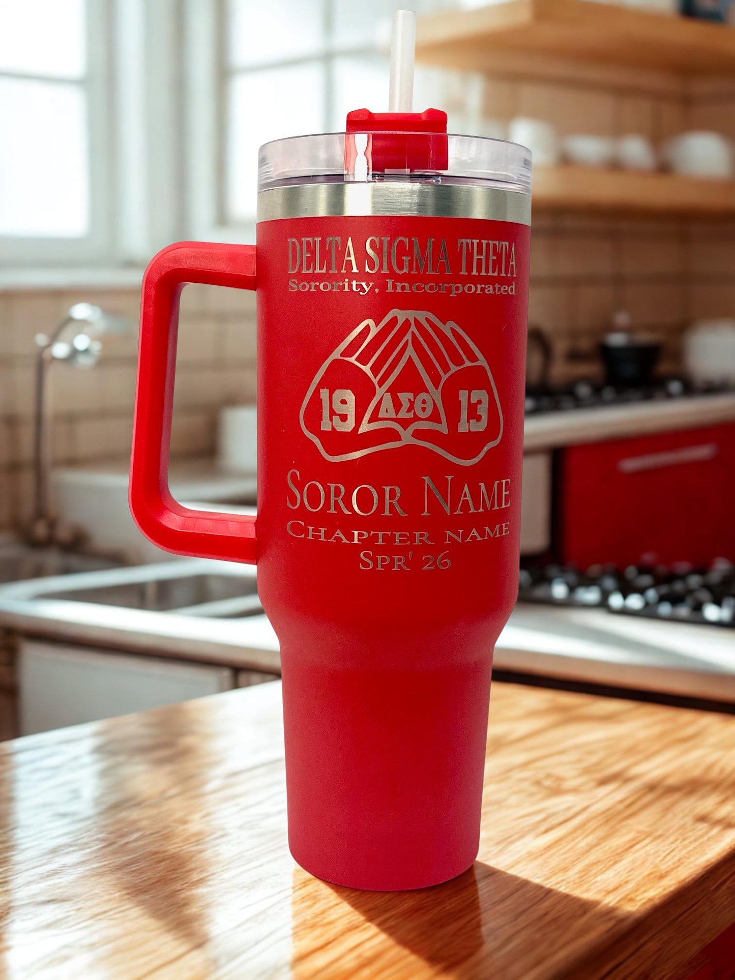 Delta Sigma Theta Custom Laser Engraved Tumbler 40oz Hands 1913