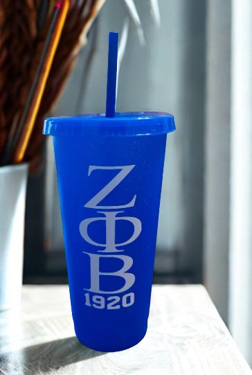 Zeta Phi Beta  ZOB 24oz  Cup with Lid and Straw Cover