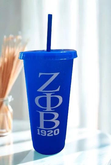 Zeta Phi Beta  ZOB 24oz  Cup with Lid and Straw Cover