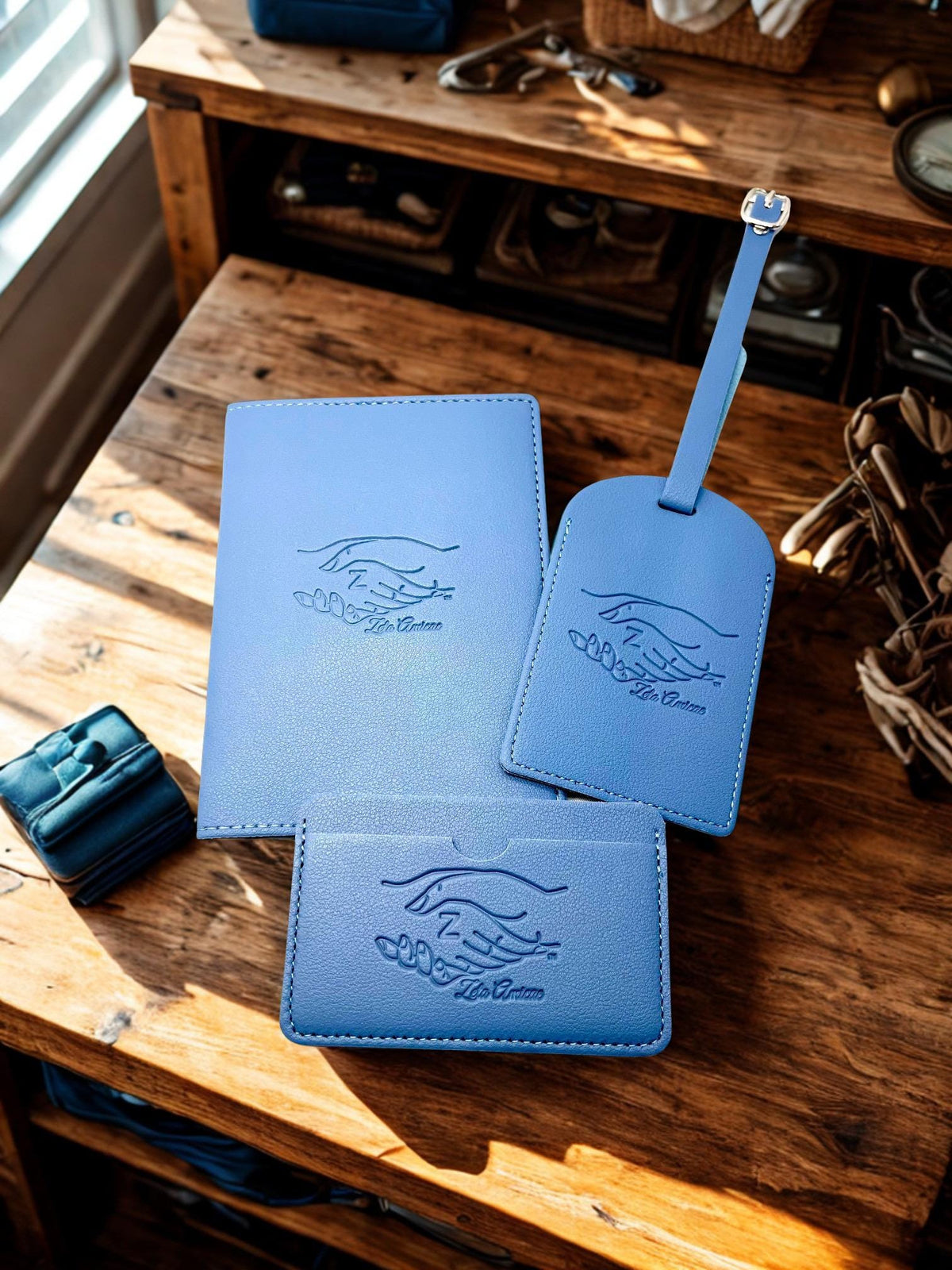 Zeta Amicae 3pcs Travel Set, Passport Holder, Luggage Tag & Wallet