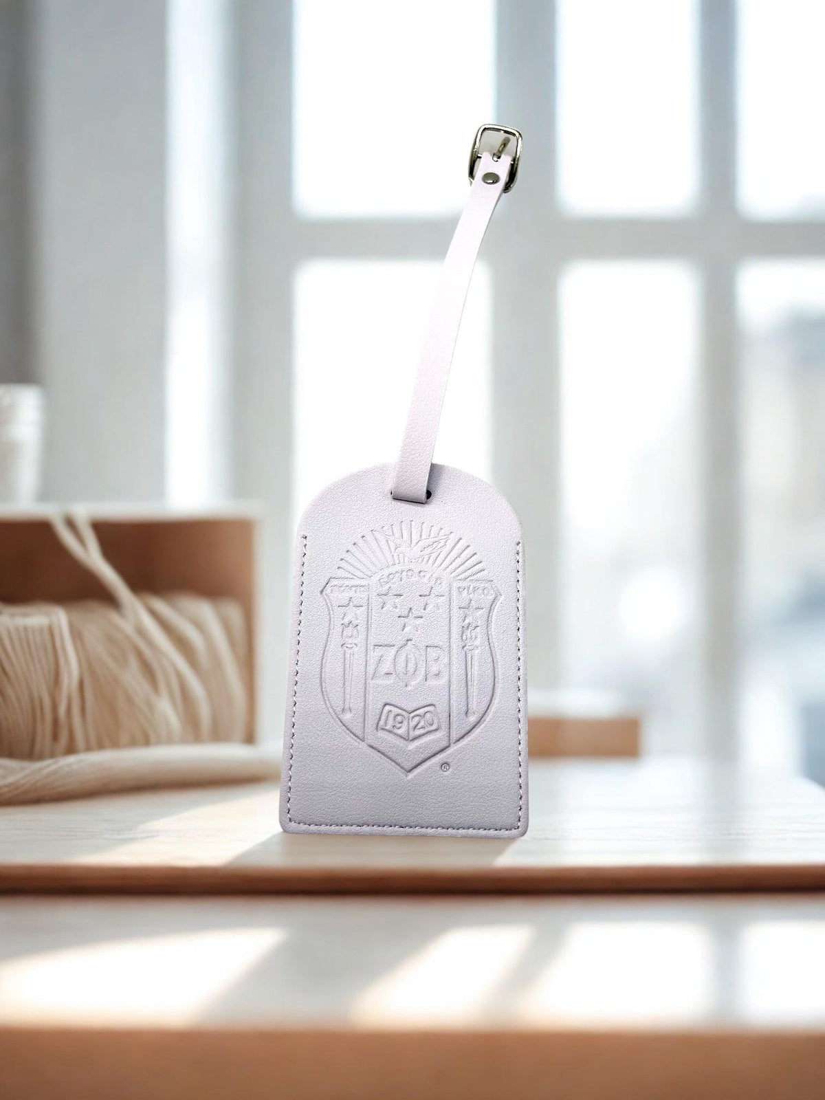 Zeta Phi Beta White Luggage Sorority Suitcase Tag SHIELD