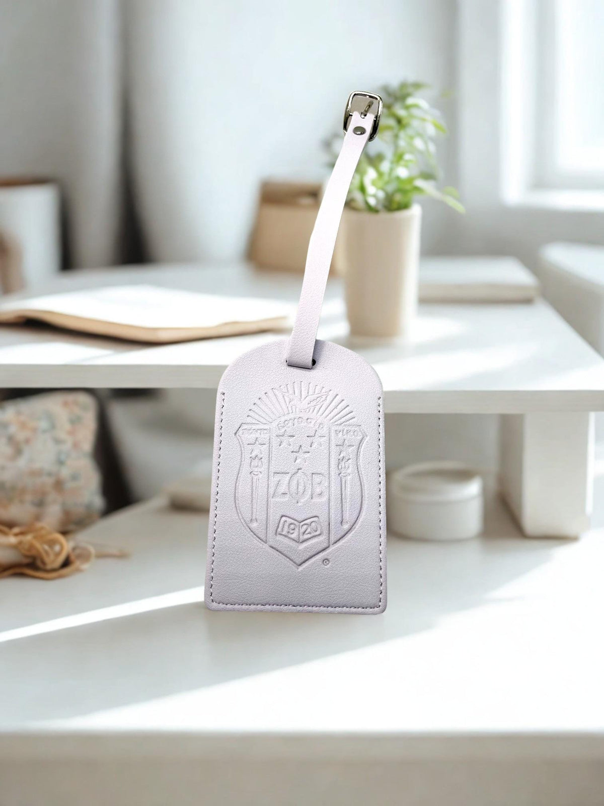 Zeta Phi Beta White Luggage Sorority Suitcase Tag SHIELD