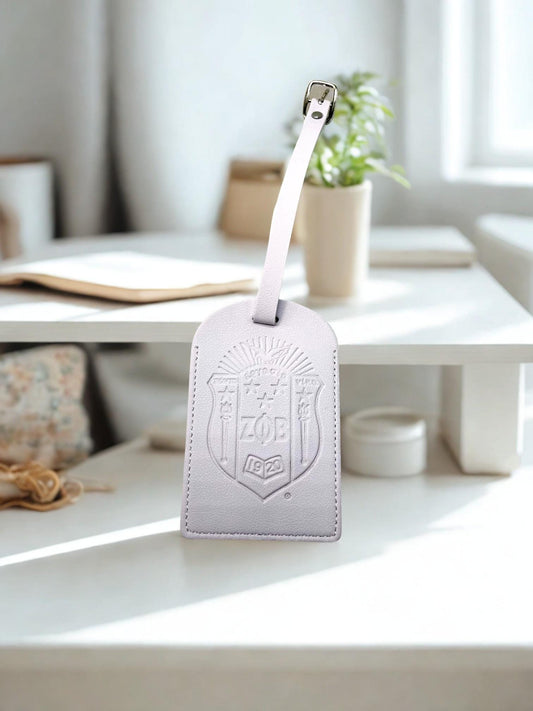 Zeta Phi Beta White Luggage Sorority Suitcase Tag SHIELD
