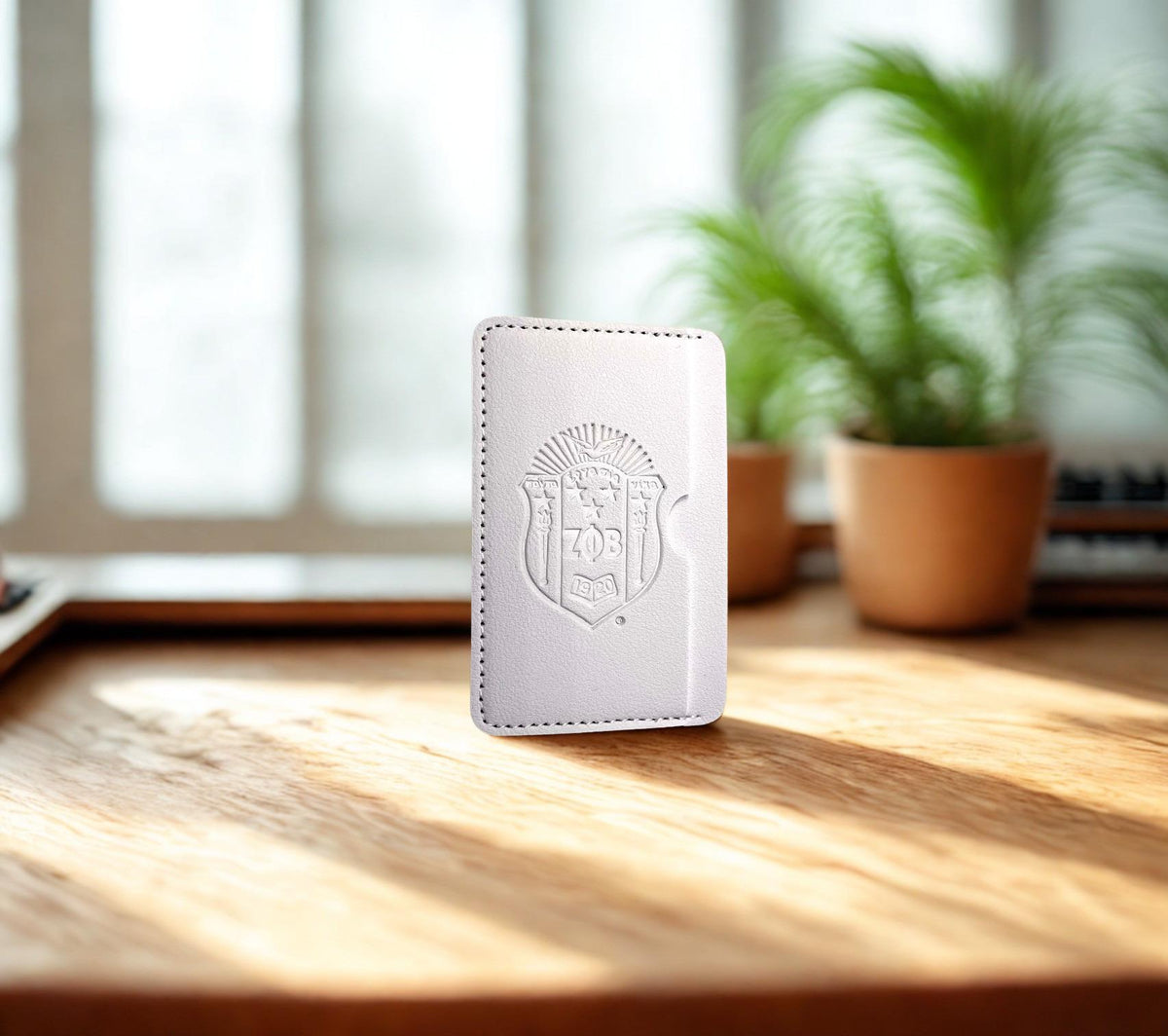Zeta Phi Beta White Double Sided Wallet SHIELD