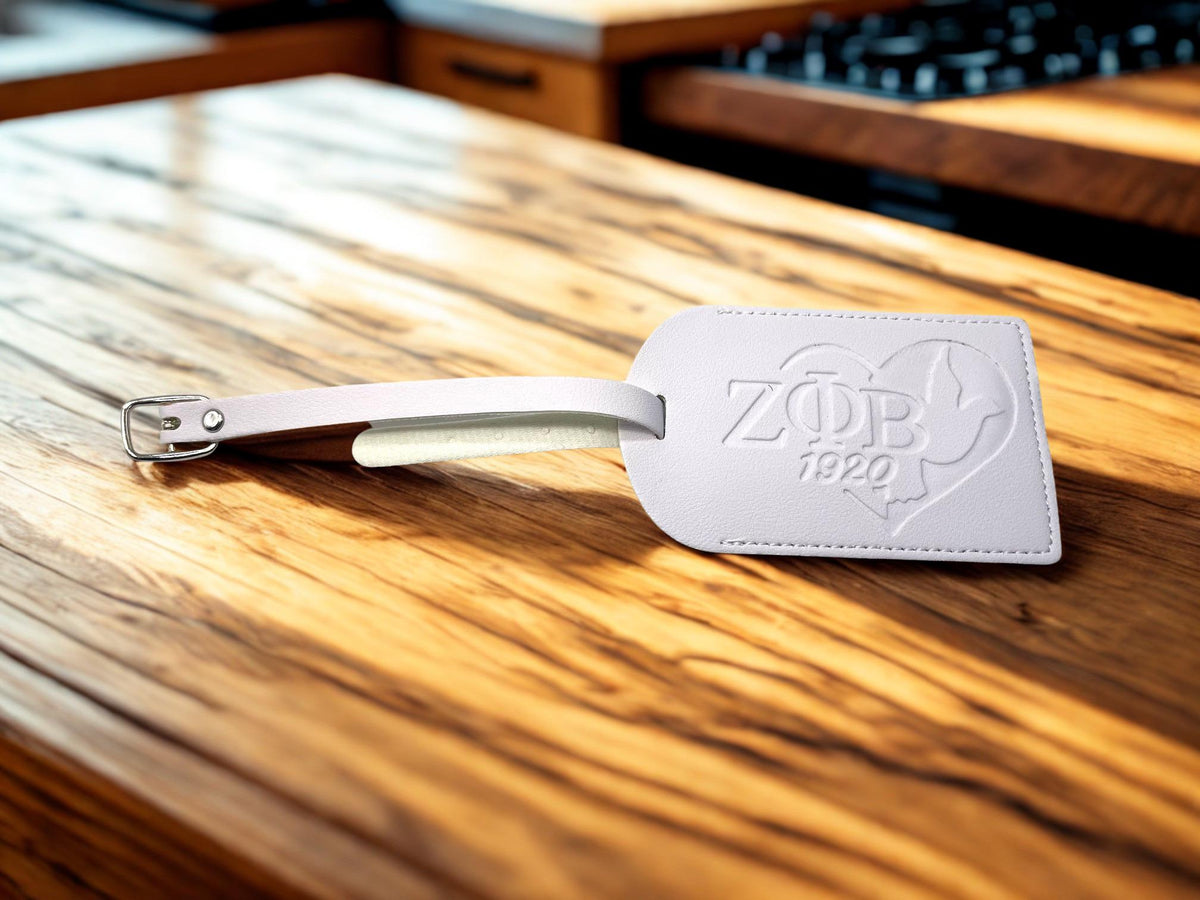 Zeta Phi Beta White Luggage Sorority Suitcase Tag DOVE