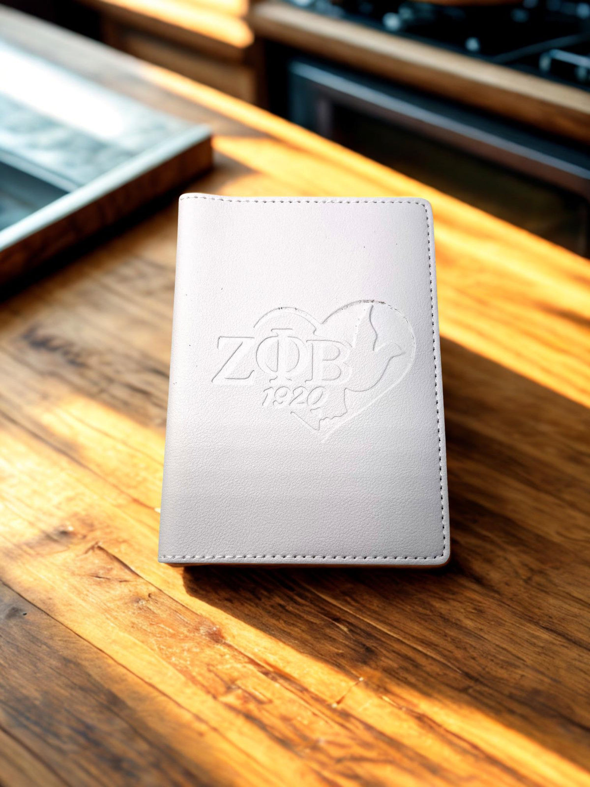 Zeta Phi Beta White Passport Holder DOVE