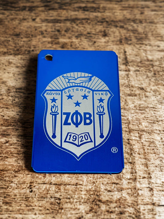Zeta Phi Beta Laser Cut Metal Luggage Tag: Travel Accessory