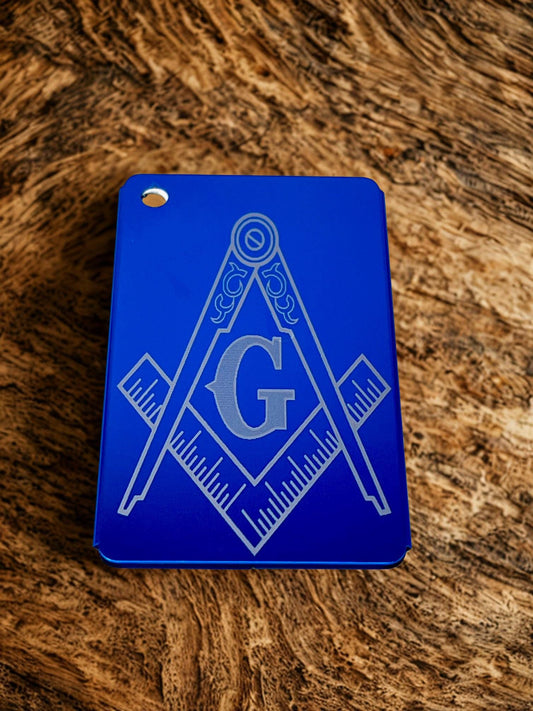 Masonic Metal Laser Luggage Tag: Traveling Suitcase Tag