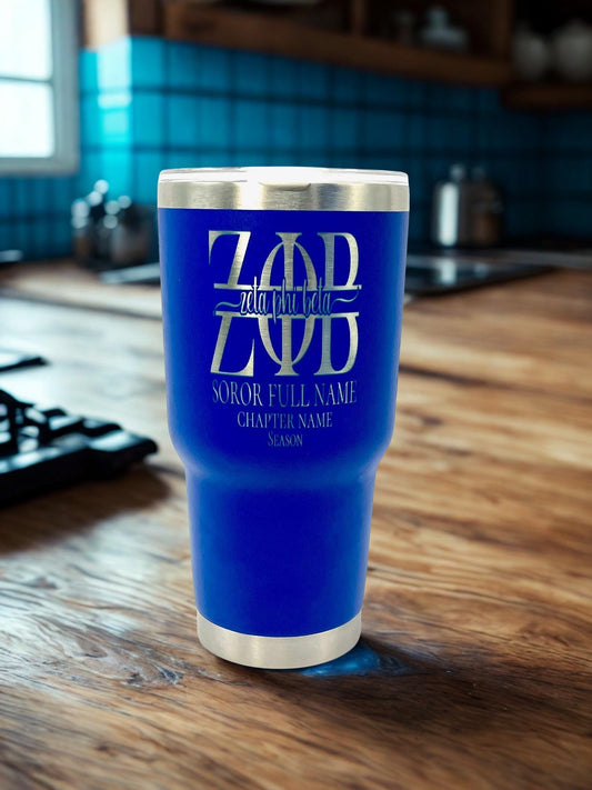 Custom Laser Engraved Zeta Phi Beta Tumbler 30oz