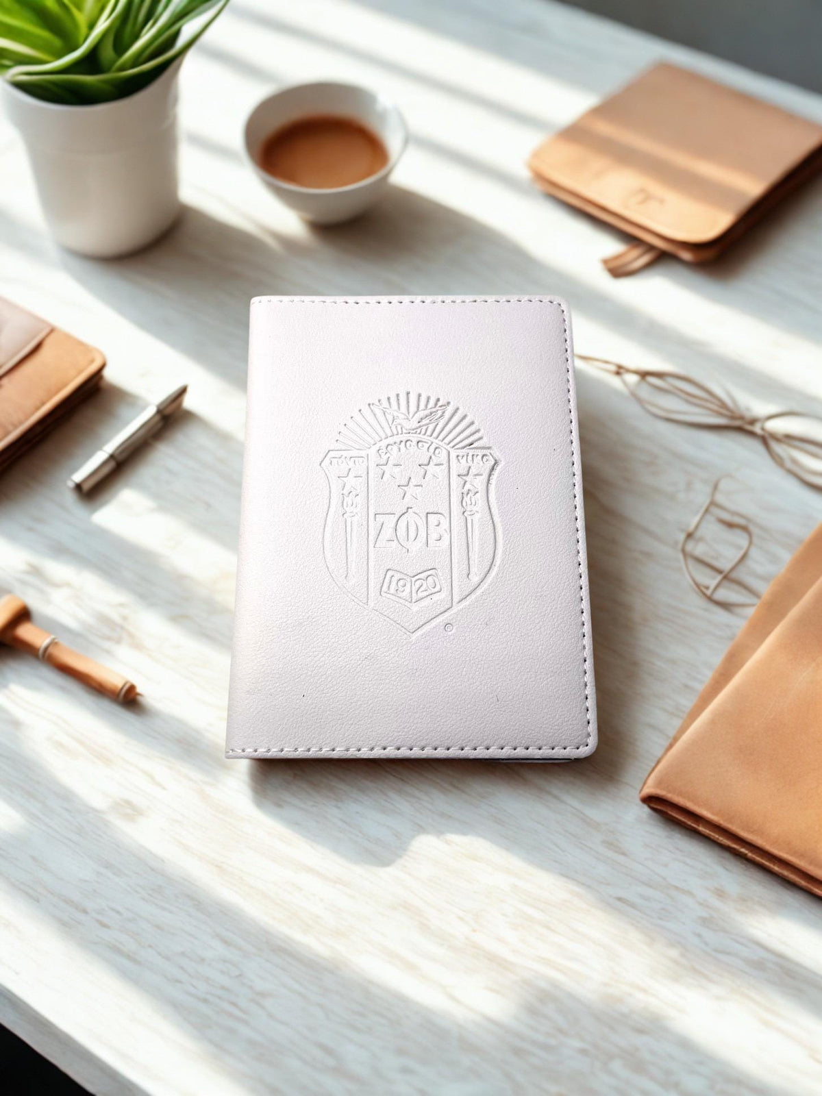 Zeta Phi Beta White Passport Holder SHIELD