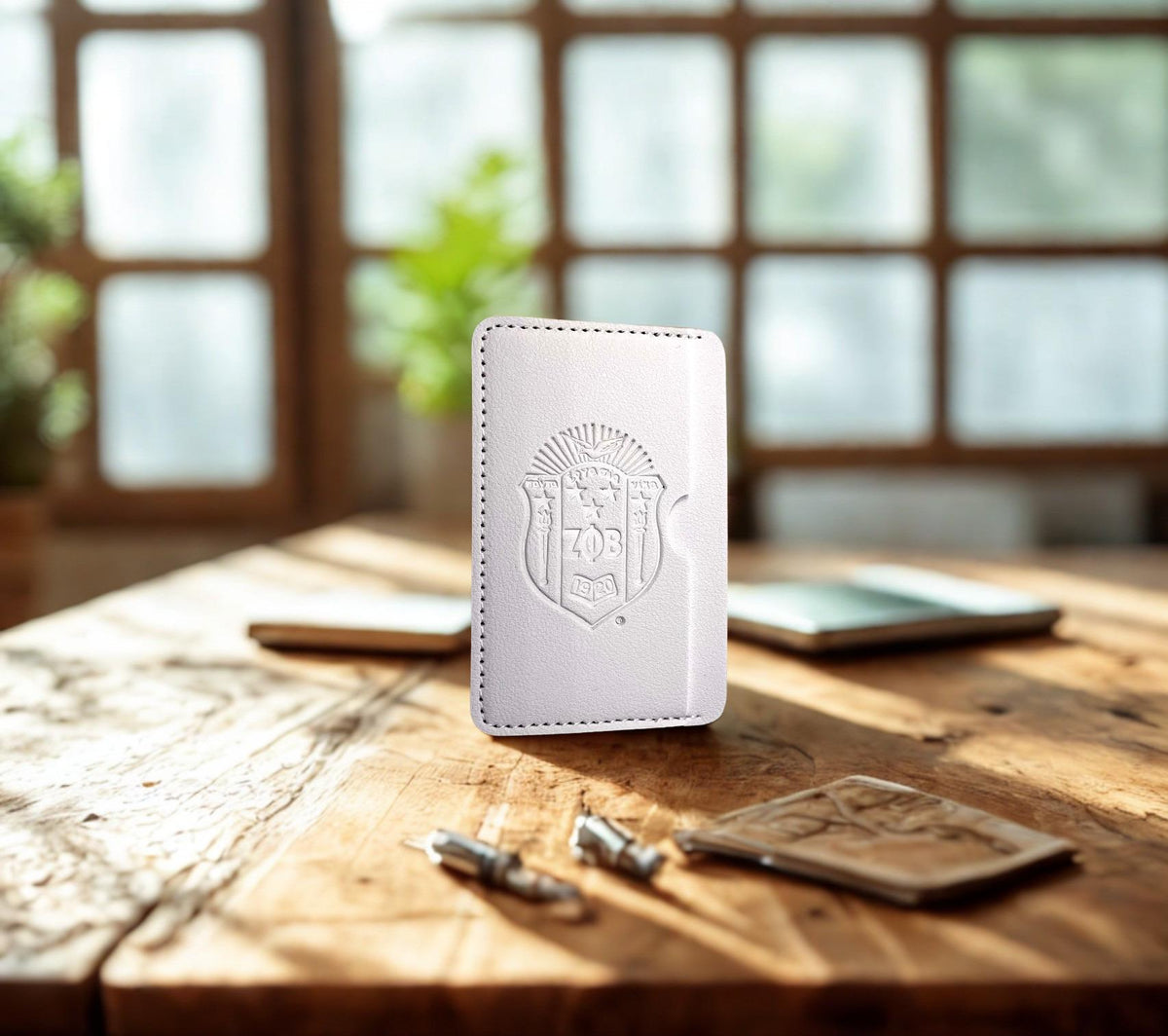 Zeta Phi Beta White Double Sided Wallet SHIELD