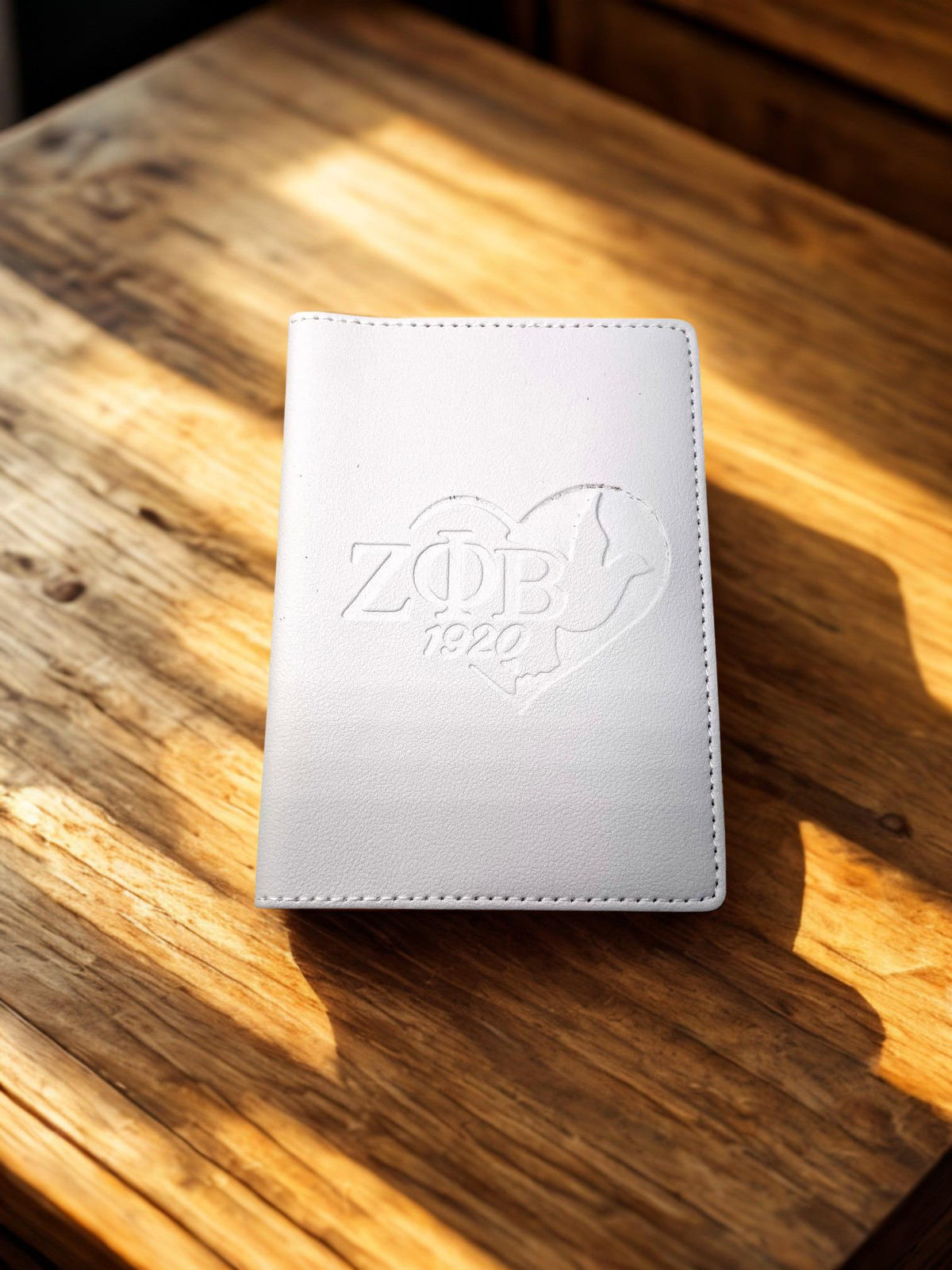 Zeta Phi Beta White Passport Holder DOVE