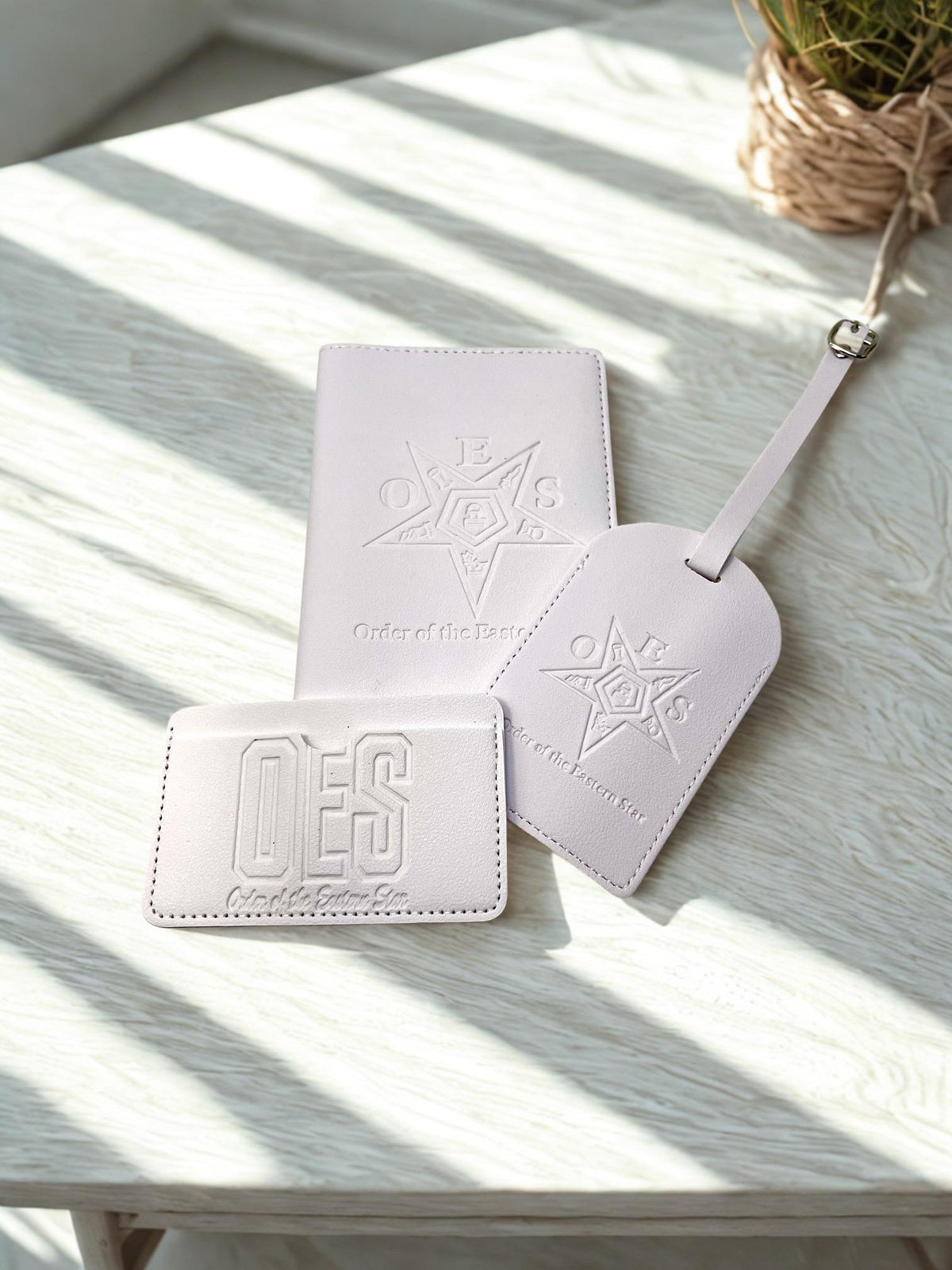 Order of the Eastern Star White 3pcs Travel Set, Passport Holder, Luggage Tag & Wallet