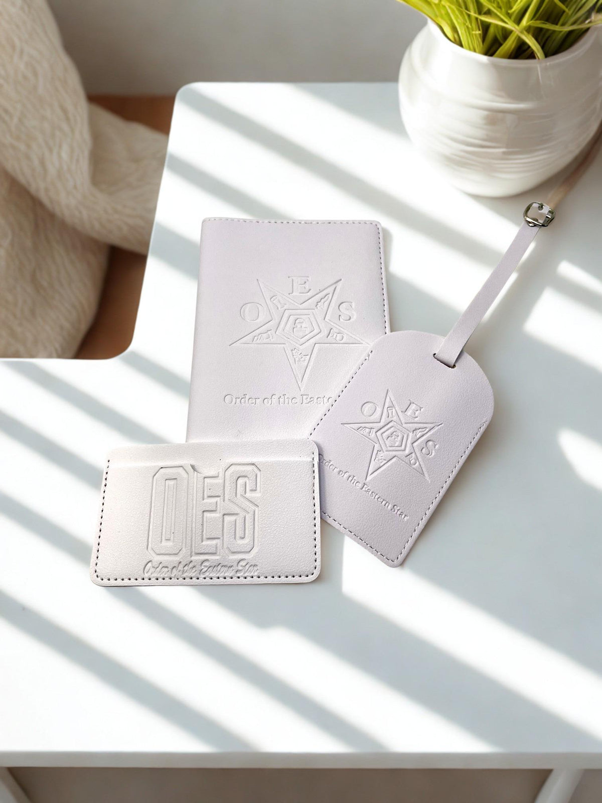Order of the Eastern Star White 3pcs Travel Set, Passport Holder, Luggage Tag & Wallet