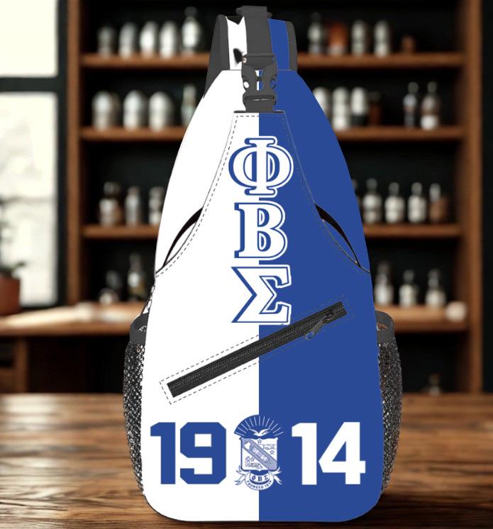 Phi Beta Sigma 1914 Fraternity Sling Backpack – Royal Blue & White Greek Letter Bag